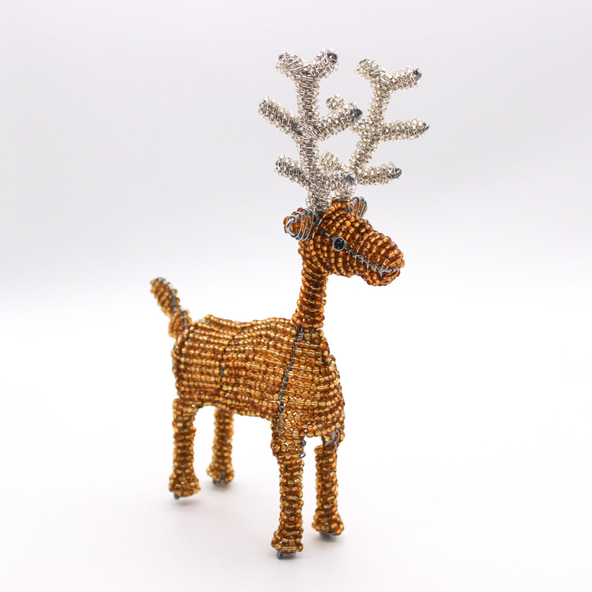 reindeer beaded ornament gold