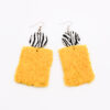 Hanging zebra yellow cotton earrings