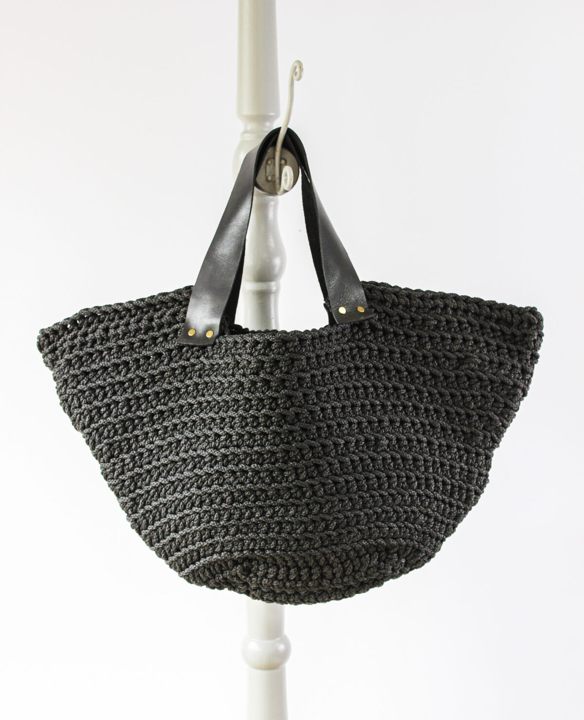crochet beach bag black
