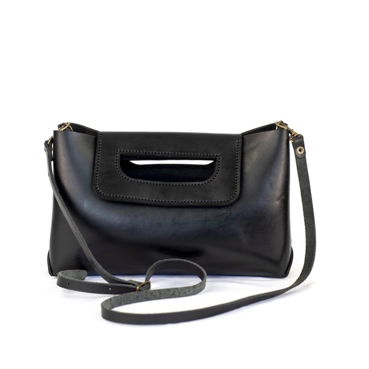 ladies black leather handbag