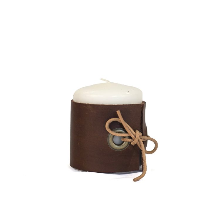 pillar candle leather holder